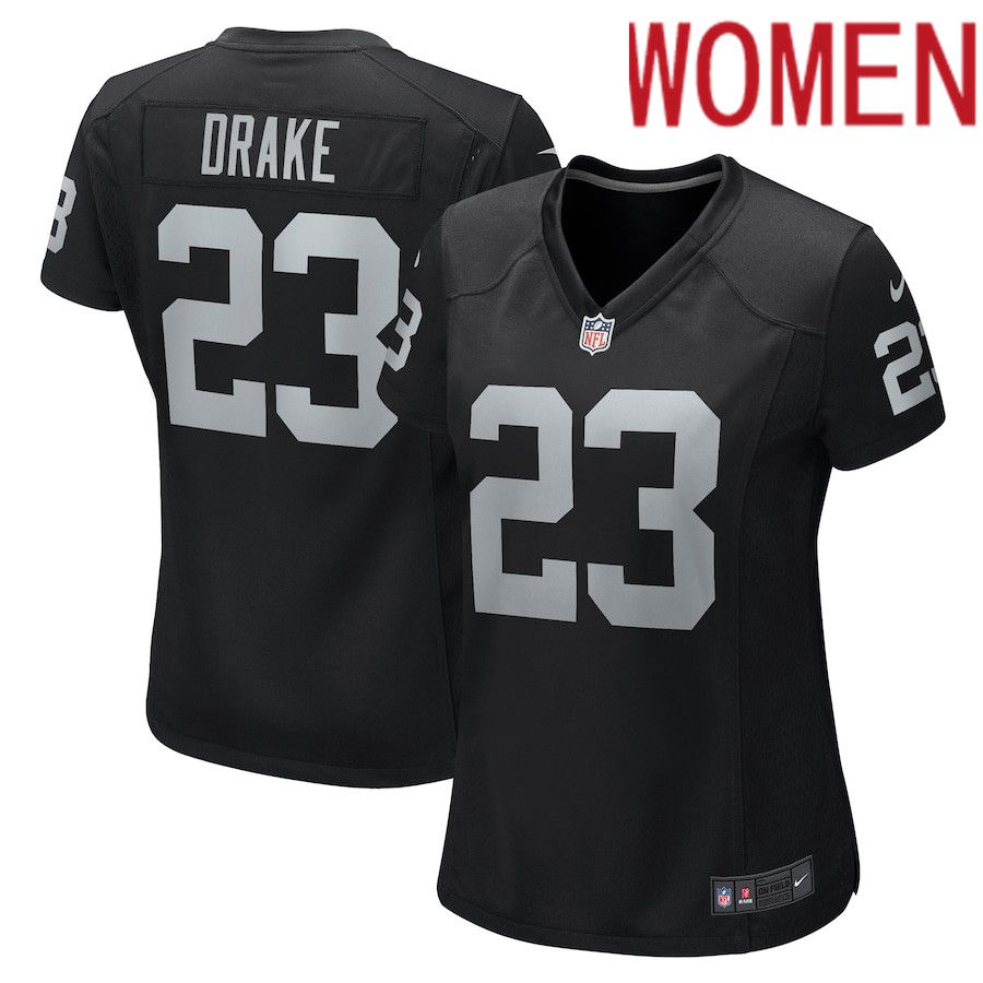 Women Oakland Raiders 23 Kenyan Drake Nike Black Game NFL Jersey